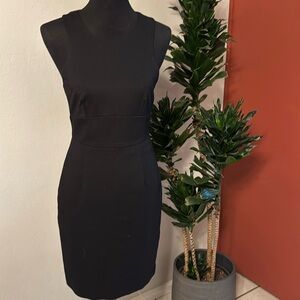 Trina Turk Black Sheath Midi Dress Crew Neck Sleeveless